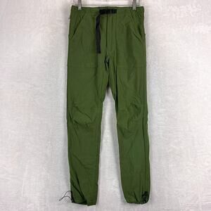 VTG Topo Designs Pants Mens S Green Nylon Belted Climbing Hiking Outdoors USA